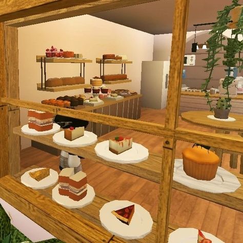 #bloxburg #roblox Bloxburg Sushi Bar, Bloxburg Resteraunt, Bloxburg Cake, Mood Station Bloxburg, Bloxburg Bakery Ideas, Bloxburg Japanese Decals, Bloxburg Cafe Interior, Bloxburg Market, Bakery Bloxburg