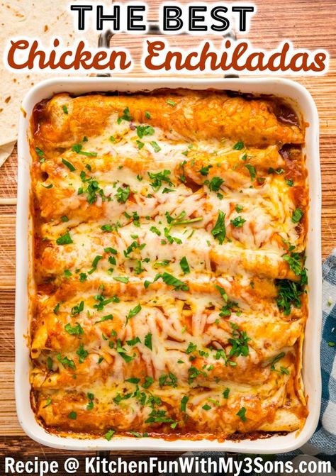 Kitchen Crafty Fun Chicken And Enchiladas, Easy Red Enchiladas Chicken, Red Enchilada Recipe Chicken, Enchilada Easy Recipe, Easy Dinner Recipes Enchiladas, Angela’s Awesome Enchiladas, Red Enchiladas Chicken Mexican, Quick Enchiladas Chicken, Easy Chicken Enchilada Recipe Red Sauce