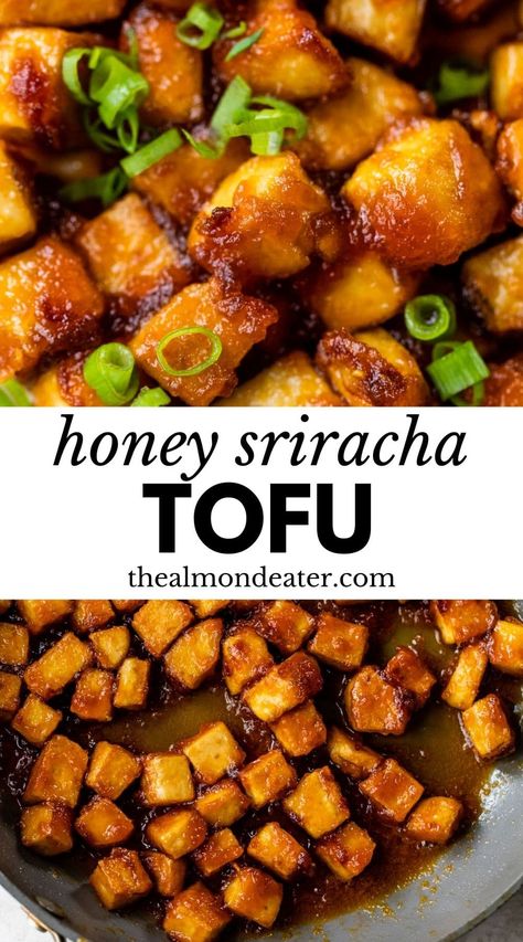 Honey Sriracha Tofu, Sriracha Tofu, Tofu Cubes, Honey Sriracha Sauce, Tofu Recipes Healthy, Tofu Sauce, Tofu Recipes Vegan, Tofu Recipe, Tofu Dishes