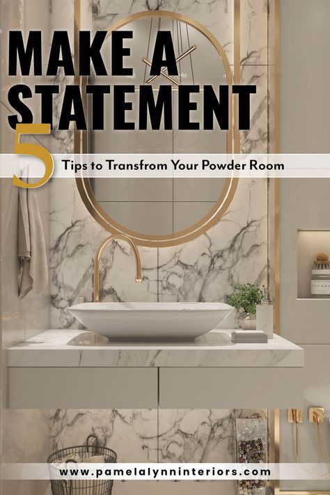 Designer shares her Top Tips to transform your powder room into a jewel box. Powder Room Ideas Contemporary, Modern Powder Rooms Luxury, Glam Powder Room Ideas, Powder Room Mood Board, Powder Room Ideas Elegant Modern, Luxury Powder Room Design, Transitional Powder Room Ideas, Modern Transitional Dining Room, Powder Room Ideas Modern