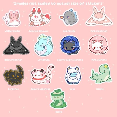 Mythical Creatures List, Cute Strawberry Cow, Luna Anime, Cryptid Creatures, Cow Stickers, Kawaii Cow, Strawberry Cow, Stickers Kawaii, Mythical Animal