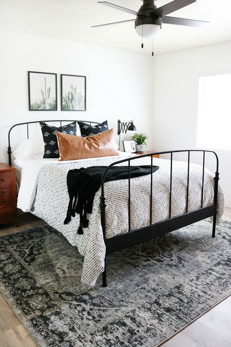 Black & White Boho Inspired Bedroom Refresh #bedroom #bedroom #makeover Boho Inspired Bedroom, Boho Bedroom Design, Black Bedroom Furniture, Inspired Bedroom, Dekorasi Kamar Tidur, Black Bedroom, Bedroom Black, Boho Bedroom Decor, Bedroom Refresh