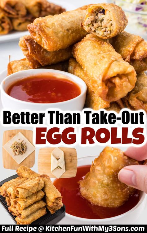 Easy Egg Roll Recipe, Pork Egg Roll Recipes, Easy Egg Roll, Chinese Egg Rolls, Egg Roll Recipe, Homemade Egg Rolls, Pork Egg Rolls, Rolls Easy, Homemade Chinese Food