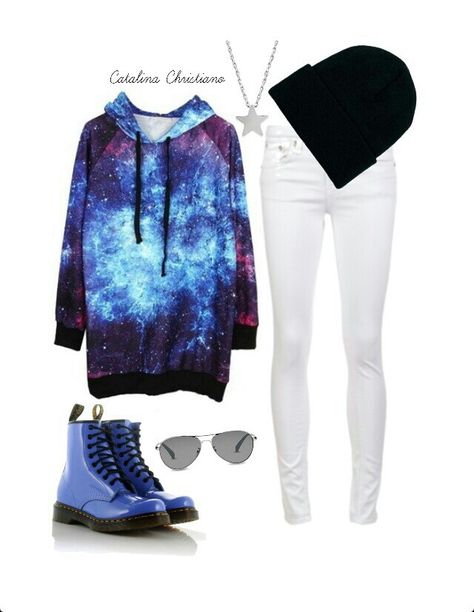 Galaxy outfit! Love the jacket! Birthday, Polyvore, Boots, Galaxy Sweatshirt, Simply Fashion, Clothes And Shoes, Christmas Birthday, Denim Jacket, Polyvore Image