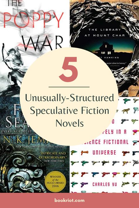 4 of the books listed with the text 5 Unusually Structured Speculative Fiction Novels from Book Riot dot com Time Travel Machine, Reading List Challenge, Interesting Books, Strange And Unusual, Weird Fiction, List Challenges, National Book Award, Hero's Journey, Speculative Fiction