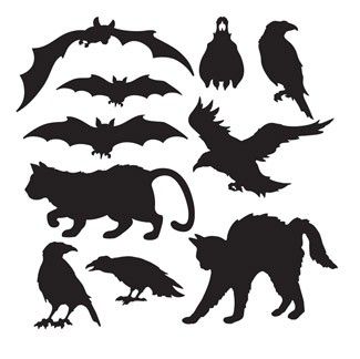 Halloween Silhouette Cutouts (01019) Spooky Silhouettes, Beistle Halloween, Party Wall Decorations, Adornos Halloween, Zucca Halloween, Halloween Silhouettes, Festa Party, Animal Silhouette, Halloween Animals