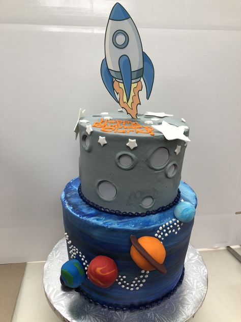 Fondant Planets, Space Themed Cake, Space Cakes, Audio Visualizer, 1st Bday Cake, Tiered Cakes Birthday, Wallpaper Engine, 2 Tier Cake, 10th Birthday Parties