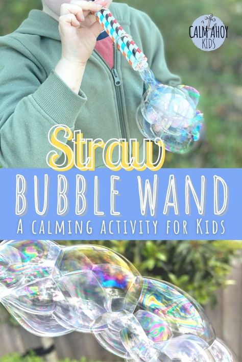 Homemade Bubble Wands, Wand Craft, Big Bubble Wand, Homemade Bubble Solution, Bubble Diy, Giant Bubble Wands, Bubble Activities, Bubble Recipe, Diy Straw