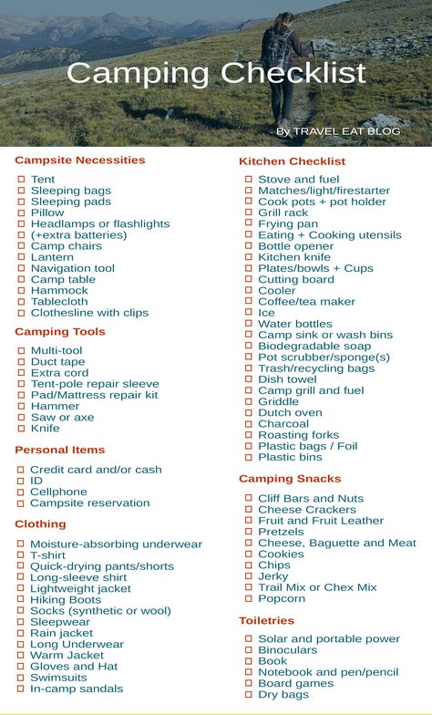 Camping List Packing, Camping List Packing Checklist, Camping Sink, First Camping Trip, Camping Snacks, Camping Packing List, Camping Grill, Camping List, Packing Checklist