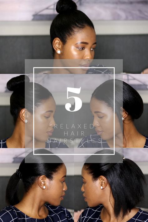 5 easy hairstyles for relaxed hair. I created these Relaxed hairstyles on my medium length relaxed hair. This hairstyle is suitable for black girls and black women. Relax Hair Styles For Black Women, Permed Hairstyles Medium Black Women, Styles For Relaxed Black Hair, Low Maintence Hairstyles For Black Women, Updos For Relaxed Black Hair, Medium Length Hair For Black Women, Relaxed Hair Hairstyles Medium Updos, Relaxed Hair Styling Ideas, Hairstyles For Black Women Medium Length