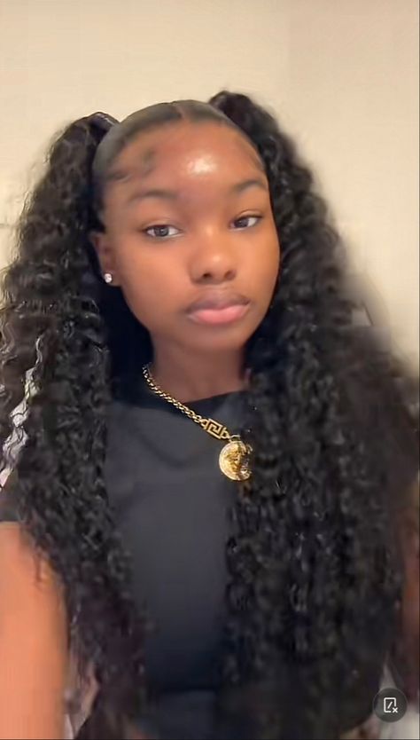 22 Inch Wet And Wavy Wig, Half Up Half Down Buns Hair Black Women, Hairstyles To Do With Curly Wig, Skick Ponytail, Quick Weave Hairstyles Organique, Cute Hairstyles For Your 12 Birthday, Sew In With Two Ponytails, Picture Day Hairstyles Black Women, Curly Pony Tailed Hairstyle Black Women