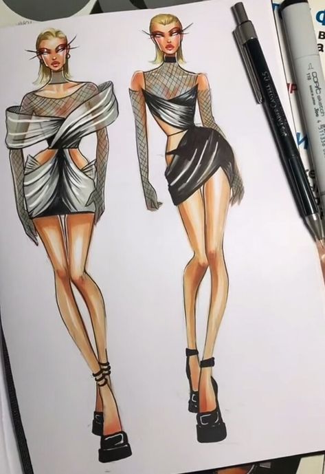 Fashion Sketchbook Inspiration, Fashion Model Sketch, Fashion Dream Job, Fashion Illustration Tutorial, Fashion Design Books, Fashion Illustrations Techniques, Fashion Drawing Sketches, Fashion Design Sketchbook, Fashion Design Collection