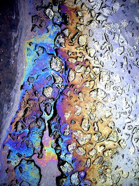 Terrible for the environment, excellent for the eyes. To look at, that is. Foto Macro, Metallic Rainbow, Texture Inspiration, Peeling Paint, Oil Slick, Pattern Texture, Color Textures, Of Wallpaper, Texture Art