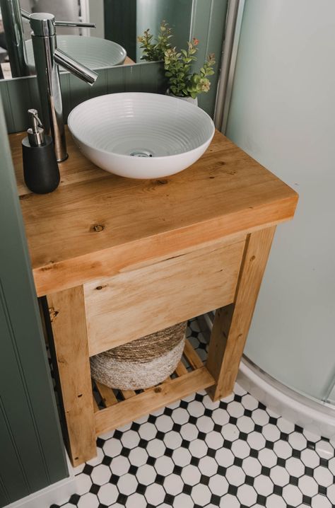 Diy Bathroom Sink Cabinet How To Build, Small Vanity With Bowl Sink, Sink Vanity For Small Bathroom, Mini Bathroom Vanity, Diy Bathroom Sink Vanity, Small Bathroom Vanity Ideas Diy, Diy Vanity Sink, Diy Small Bathroom Vanity, Bathroom Vanity Small Space