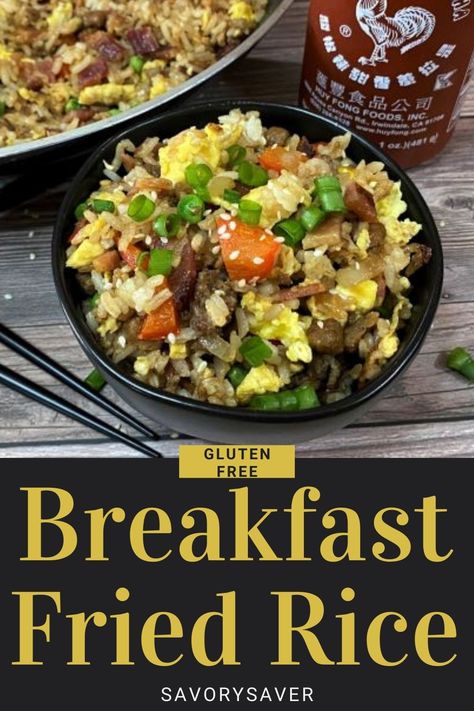 Fried Rice Breakfast Bowl, Egg And Rice Bowl, Rice And Eggs Breakfast, Breakfast Rice Bowl, Brunch Meals, Pork Fried Rice Recipe, Breakfast Fried Rice, Sausage And Bacon, Sausage And Veggies