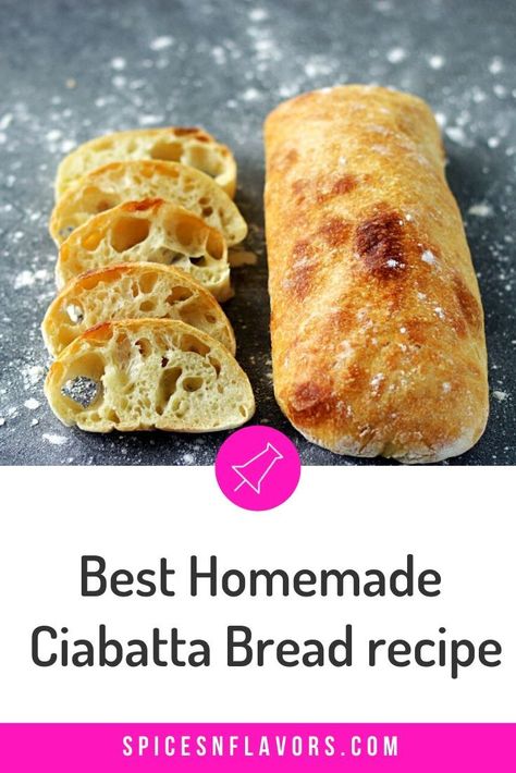 Homemade Ciabatta, Homemade Ciabatta Bread, Ciabatta Bread Recipe, Rustic Italian Bread, Italian Bread Recipes, Artisan Bread Recipes, Ciabatta Bread, Italian Recipe, Italian Recipes Authentic