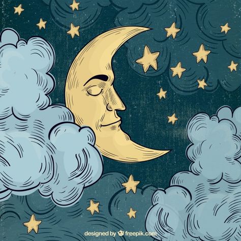 Moon sleeping background Free Vector | Free Vector #Freepik #freevector #background #watercolor #hand #hand-drawn Painted Rocks, The Moon And Stars, Art Cut, Moon And Stars, Rock Painting, Crescent Moon, Cut Outs, The Sky, Crescent