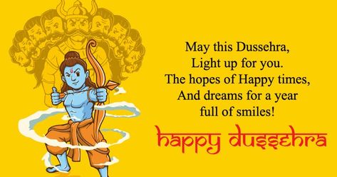 Dussehra SMS in English 2019 our collection is to those who are celebrating Dussehra you can use our quotes and wishes to send and share with friends and family members on the digital world.  Top 20 Dussehra SMS in English 2019  1. The time for the celebration of the victory of the good over the evil has arrived. Let's continue the same spirit. Happy Dussehra!  2. Enjoy the victory of good over the evil. May you have a fun-filled and blissful dusshera.  3. May God shower his choicest wishes over Dussehra Decoration, Dussehra Status, Navratri Celebration, Navratri Greetings, Dasara Wishes, Dussehra Wishes, Dussehra Greetings, Happy Dusshera, Dussehra Images