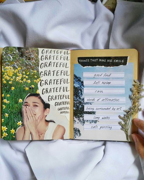 Thankfulness radiates positivity. Submitted this for an art contest. Follow me on instagram: @ab.hong Kunstjournal Inspiration, Wreck This Journal, Bullet Journal Aesthetic, Scrapbook Art, Diary Ideas, Bullet Journal Art, Visual Journal, Art Diary, Journal Aesthetic