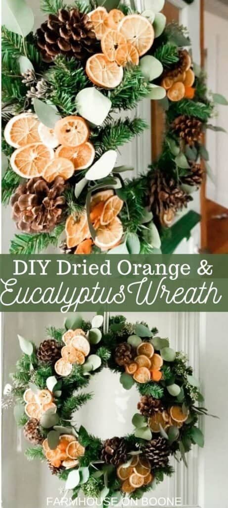 Dried Orange And Eucalyptus, Farmhouse On Boone, Faux Wreath, Natural Christmas Wreaths, Deco Orange, Orange Wreath, Inexpensive Christmas, Orange Christmas, Dried Oranges