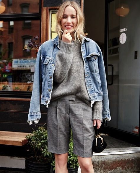 J Crew Daphne Javitch, Leila Yavari, Bermuda Shorts Outfit, September Fashion, Denim Jacket Fashion, Glen Plaid, Shorts Outfit, Jcrew Women, Street Style Inspiration