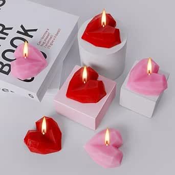 Heart Shaped Candles, Shaped Candles, Valentine Candles, Valentines Gift Box, Heart Candle, Cute Candles, Diy Soy Candles, Rose Candle, Pink Candles