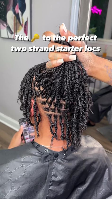 Simple 🤌🏽😍♥️✨ Juicy 💦 Small 2 Strand Starter Locs There’s no secret product, just simple technique. You gotta twist tight and ALL THE WAY DOWN. It takes a little longer especially if the client has longer hair but the results are worth it I promise. Don’t be lazy with it. Twisting tightly gives a cleaner look and reduces “buldging” or “bunching” in the locs. Moisture of course, a lot of it. The twist should just flow through your hands which will also help increase your speed. Water and oil is really all you need, but i do use foam wrap. There’s no special foam wrap I use or recommend. • • Text or DM “Loc Journey” if you’re ready to start your loc journey. In person or mobile Consultation required •⁣ Booking link is located in our bio⁣⁣ •⁣⁣ •⁣⁣ 📱Call or text (225)620-3654⁣⁣ 📍 13847 C Two Strand Twist Starter Locs On Fine Hair, Twists To Locs, Small Two Strand Twist Starter Locs, Starter Locs With Extensions, Locs Parting Patterns, 2 Strand Starter Locs, Short Starter Locs Black Women, Small Starter Locs, Two Strand Starter Locs