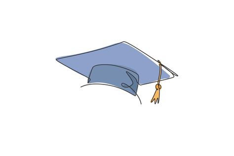 Graduation Card Diy, Graduation Cap Drawing, Graduation Drawing, Graduate Cap, Cap Drawing, Blue Graduation, Drawing Template, Background Simple, Minimalist Drawing