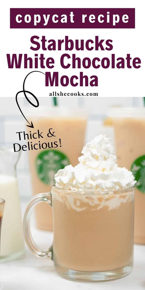 Moka, White Mocha Starbucks Drinks, Hot White Chocolate Mocha Recipe, Iced White Chocolate Mocha Starbucks, Hot Starbucks Drinks, Starbucks White Chocolate, Flavored Coffee Recipes, Mocha Creamer, Copycat Starbucks Drinks