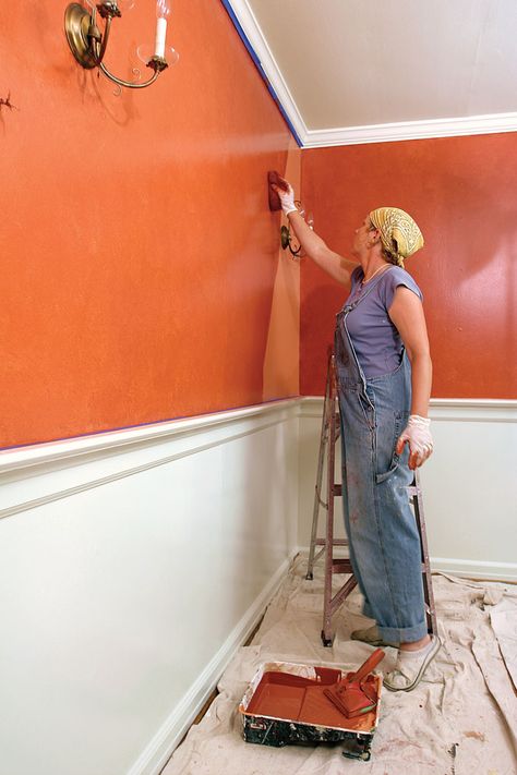 Painting Walls With Glazes - Fine Homebuilding Paint Glaze Wall, Painting Interior Walls, Orange Painted Walls, Faux Painting Walls, Decorative Painting Projects, Paint Glaze, Paint Walls, Homemade Paint, Painting Walls