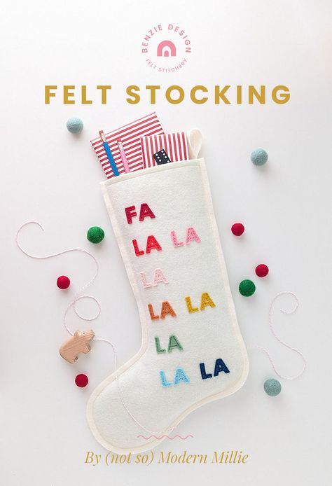 Felt Stocking Tutorial Diy Felt Stocking, Stocking Tutorial, Boho Macrame Wall Hanging, Felt Christmas Stockings, Felt Stocking, Christmas Stocking Pattern, Stocking Pattern, Christmas Classic, Needle Felting Kits