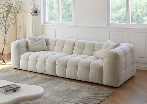 White Fluffy boucle Boba Sofa. 2 arriving next week available for purchase. Makes a great mother’s day gift. #mothersdaygift Marshmallow Sofa, Latest Sofa Designs, Set Sofa, Family Furniture, Sofa Material, Beautiful Sofas, Stylish Sofa, White Sofas, Modern Sofa