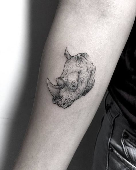 Rhino Tattoo by zionele Rhino Tattoo Ideas, Rhino Tattoos, Cliche Tattoo, Rhino Tattoo, Bull Skull Tattoos, Baby Rhino, Bug Tattoo, Geometric Tattoo Design, Gorgeous Tattoos