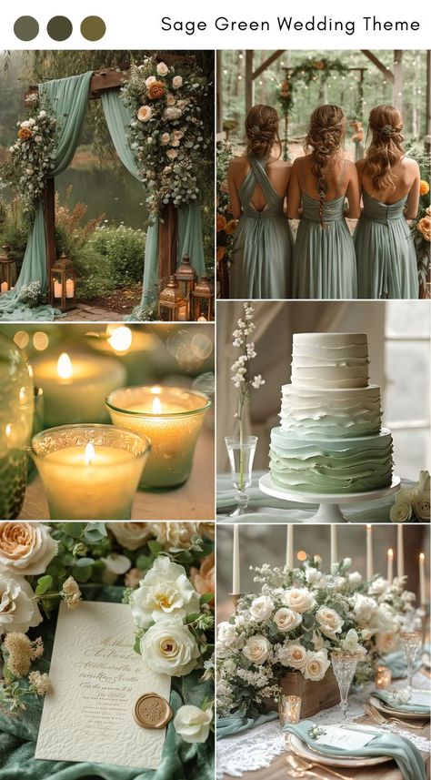 Sage green wedding theme ideas for a soft, natural look. Light Green Wedding Colors, Sage Green Mexican Wedding, Wedding Green Color Palette, Wedding Green Gold White, Beach Wedding Sage Green, Jade Wedding Theme, Sage Green Wedding Inspiration, Green Beach Wedding Theme, Pistachio Wedding Theme