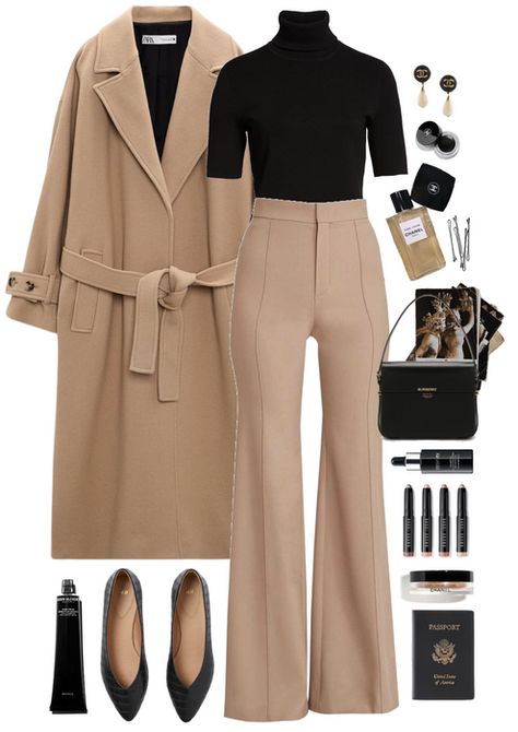 Neutral Tone Work Outfits, Black And Beige Outfits For Women, Beige And Black Outfits For Women, Cream And Black Outfits, Khaki And Black Outfit, Nude And Black Outfit, Black And Khaki Outfit, Nude Outfits Classy, Khaki Outfits For Women