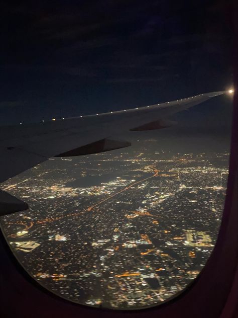 airplane | traveling | city | new york | plane ride | city lights | nighttime | nightlife | aesthetic | Night Travel Aesthetic, Aesthetic City Lights, Nightlife Aesthetic, Plane Window, City Lights At Night, Airport Aesthetic, Plane Ride, Aesthetic City, Time Pictures