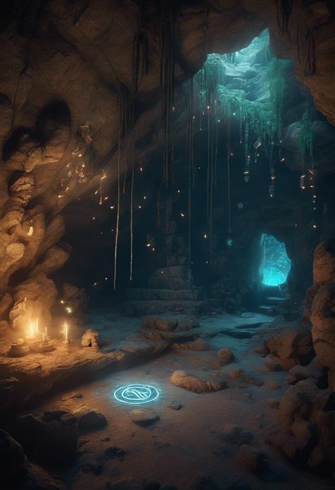 Mystical Glowing Cave Check more: https://paintlyx.com/mystical-glowing-cave/ Caves With Crystals, Glowing Cave Art, Glowing Crystal Cave, Fantasy Cave Aesthetic, Caves Aesthetics, Fantasy Cave Home, Crystal Cave Aesthetic, Cave With Crystals, Cave Room Ideas