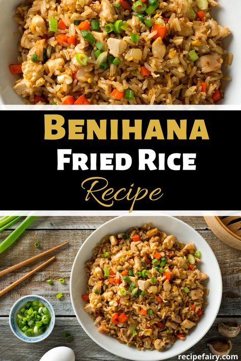 This Benihana chicken fried rice recipe is an absolute dream dish. We all know Benihana is more than just a restaurant, it's an experience. Just like your first bite of this delicious recipe. Unlock the flavors of this copycat recipe today!  #benihana #copycat #friedrice #ricerecipes Benihana Rice, Benihana Restaurant, Benihana Fried Rice, Hibachi Recipes, Shrimp Fried Rice Recipe, Recipe With Chicken, Fried Rice Recipe Easy, Chicken Fried Rice Recipe, Egg Fried Rice