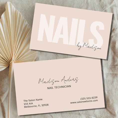 Nail Artist Salon Pink Typography  Business Card Nails Visit Card, Nail Visit Card Design, Business Card Design Nails, Make Up Artist Business Cards Ideas, Nails Business Card, Nail Tech Cards, Nail Salon Branding Design, Nail Artist Business Cards, Business Cards Design Ideas