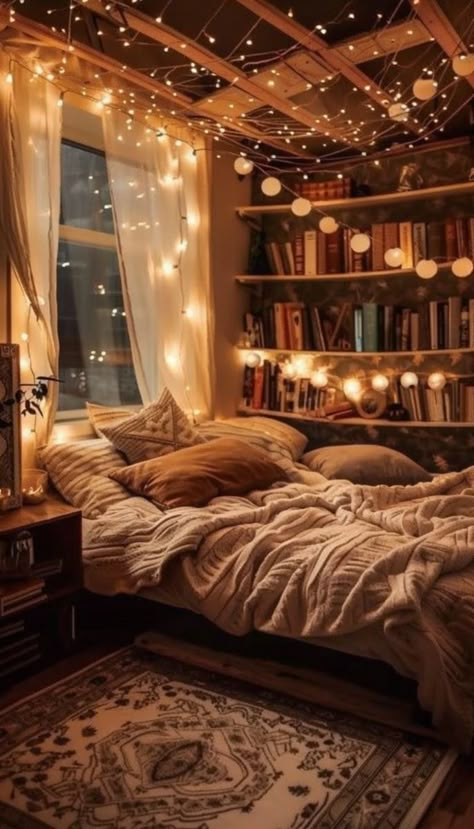 Bedroom Lighting Night, Notebook Therapy, Fall Room Decor, Fall Bedroom Decor, Cozy Lighting, Bedroom Vibes, Dream Bedroom Inspiration, Cozy Places, Lighting Bedroom