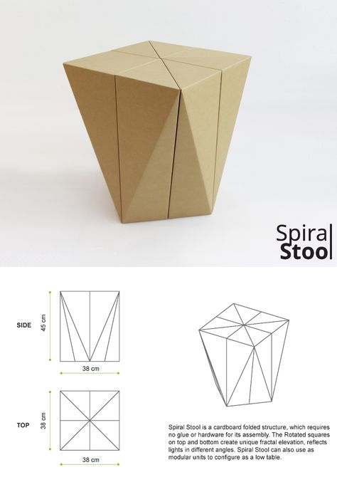 Origami Furniture Design, Cardboard Chair Design, Carton Furniture, Cardboard Products, Cardboard Stool, Cardboard Furniture Design, Origami Furniture, Packing Box Design, Table Sketch