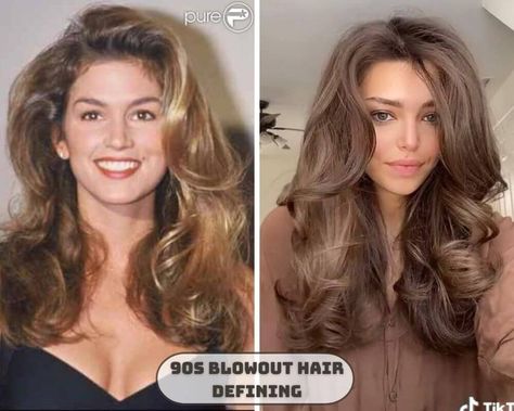 90s Supermodel Blowout Hair, Huge Blowout Hair, Blow Hairstyles Perfect Blowout, Volume 90s Hair, How To Get 90s Hair Blowout, Voluminous 90s Hair, Bouncy Hair Styles, Perfect 90s Blowout, Full Blowout Hairstyles