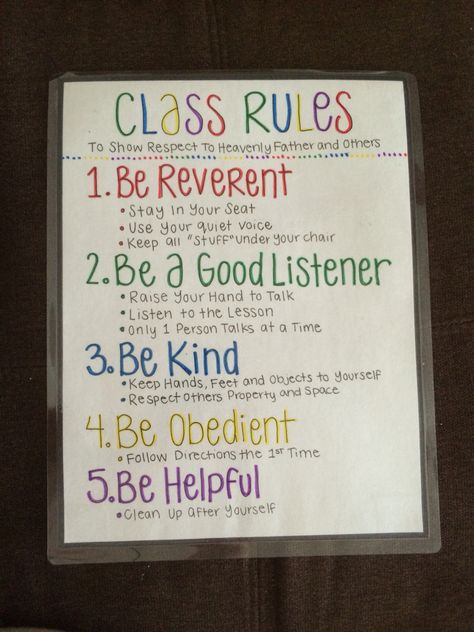 Rules for my CTR 7 Primary Class Sunday School Rules, Christian School Classroom, Sunday School Room Decor, Kindergarten Sunday School, Sunday School Classroom Decor, Christian Classroom, Childrens Ministry Curriculum, Kids Church Lessons, Sunday School Rooms