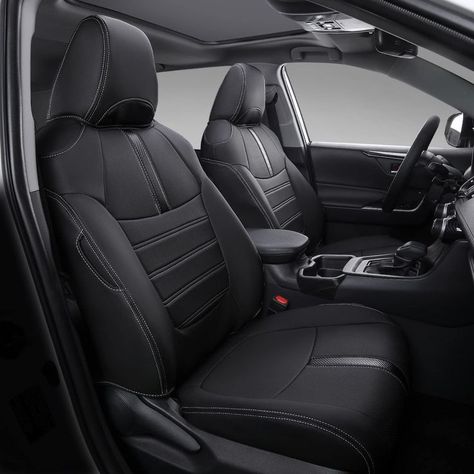 Xipoo Fit Toyota RAV4 Seat Covers Front and Rear PU Leather Seat Covers for Toyota Rav4 2019 2020 2021 2022 Accessories (2019 Rav4 Car, Black Seat Covers, Toyota Rav4 Hybrid, Automotive Seat Covers, Rav4 Hybrid, Toyota Rav, Leather Seat Covers, Car Hacks, Toyota Rav4