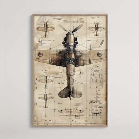 Step into the golden era of aviation with this meticulously crafted vintage-style airplane blueprint. This digital artwork showcases a detailed drawing of an airplane from various angles and cross-sections, complete with labels and measurements. It captures the essence of historical aviation design on aged paper, evoking a sense of authenticity and nostalgia. Perfect for aviation enthusiasts and history buffs, this piece brings a touch of antique elegance and technical beauty to any space. INSTA Aviation Design, Aviation Engineering, Aged Paper, Blueprint Art, Vintage Airplane, How To Age Paper, Aircraft Art, Vintage Airplanes, Vintage Aircraft