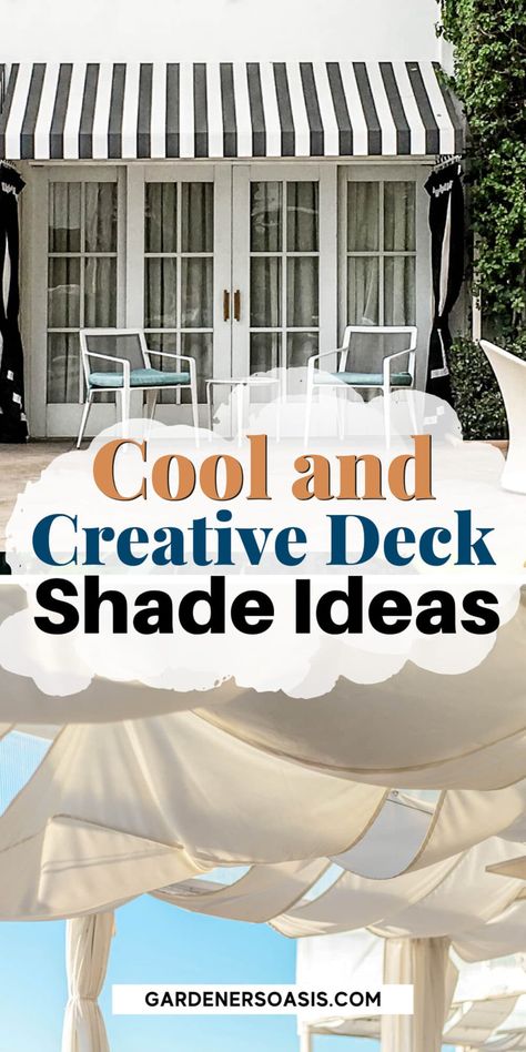 DIY Backyard Shade Ideas For a Cooler Deck or Patio | Arbors and Pergolas Diy Backyard Shade Ideas, Diy Backyard Shade, Outdoor Shade Ideas, Backyard Shade Ideas, Arbors And Pergolas, Diy Patio Cover, Garden Patios, Deck Shade, Decks And Patios