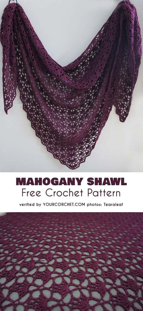 Mahogany Shawl Free Crochet Pattern Shawl Patterns, Crochet Shawl, Womens Crochet Patterns, Woman Weaving, Shawl Crochet Pattern, Crochet Bag Pattern, Love Crochet, Crochet Sweater, Bag Pattern