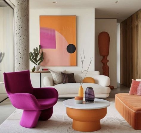 Colourful Living Room Decor, Interior Design Per La Casa, Deco Studio, Color Guide, Colourful Living Room, Eclectic Interior, Living Room Inspo, Home N Decor, The 1970s