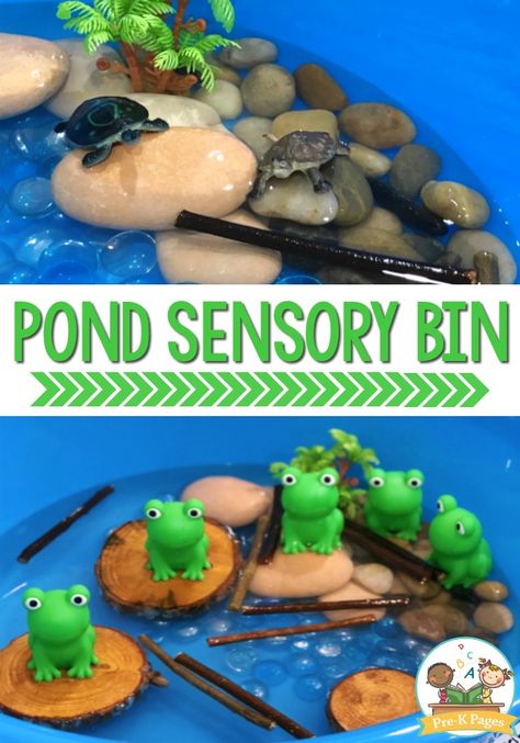 Frog Sensory Bin, Pond Sensory Bin, Pond Sensory, Snow Sensory, Pre K Classroom, Activity Sensory, Toddler Sensory Bins, Sensory Tubs, Pre K Pages