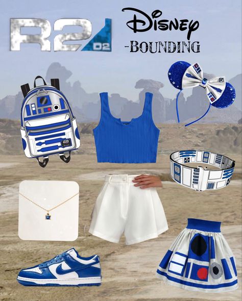 Starwars Themed Outfits, Disney Parks Outfits Couples, Disney World Inspired Outfits, Star Wars Bounding Inspired Outfits, Starwars Disney Bounding, Star Wars Day Outfit, R2d2 Disneybound, Disney Bounding Star Wars, Coco Disneybound